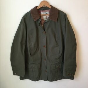 L.L. Bean Green Chore Barn Flannel Lined Jacket